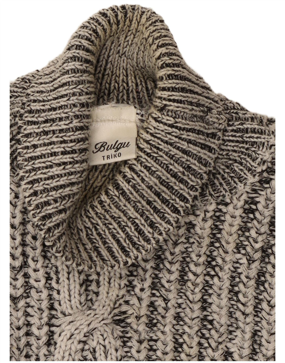 Maglione maglione vintage da donna con collo alto UK 16 a righe grandi grigie