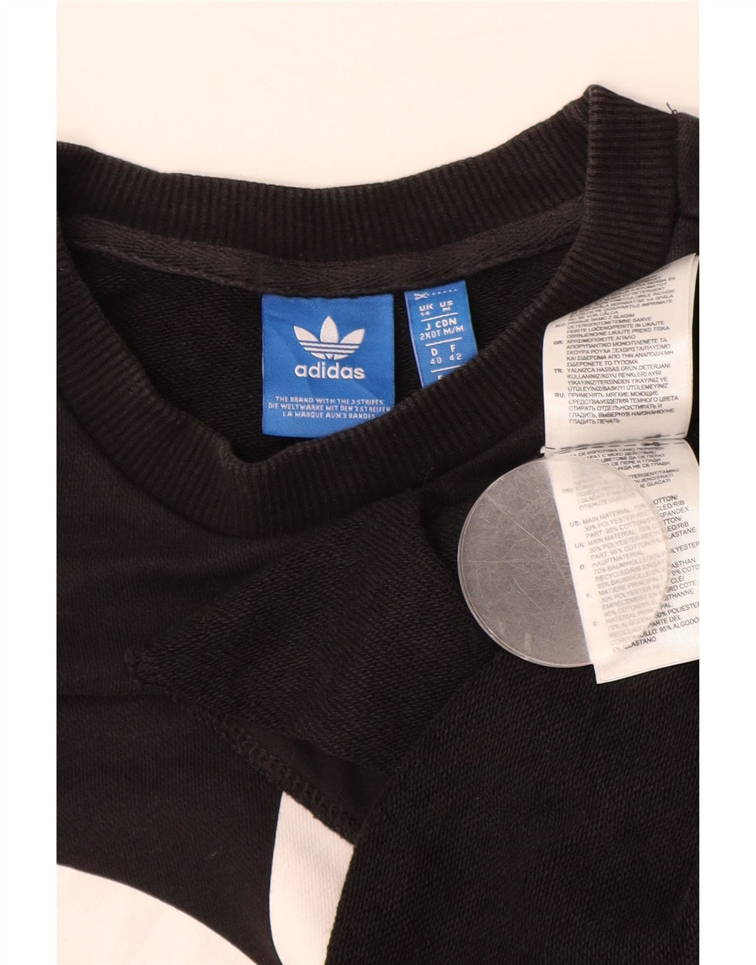 Felpa grafica da donna ADIDAS maglione UK 14 grande cotone nero