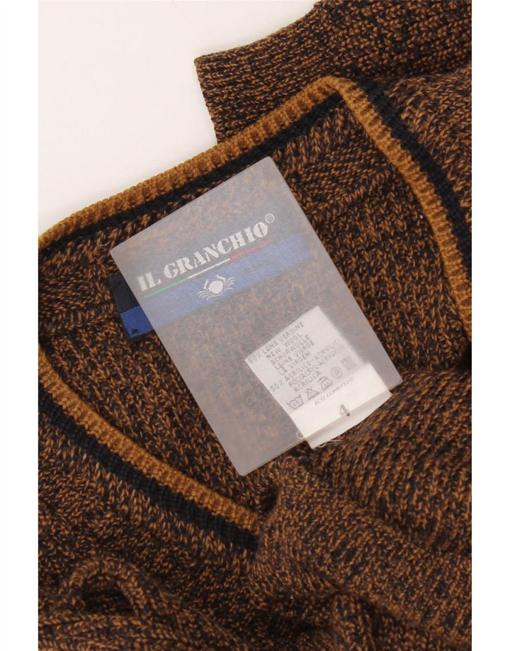 Maglione da uomo con scollo a V Il Granchio Lana screziata marrone medio