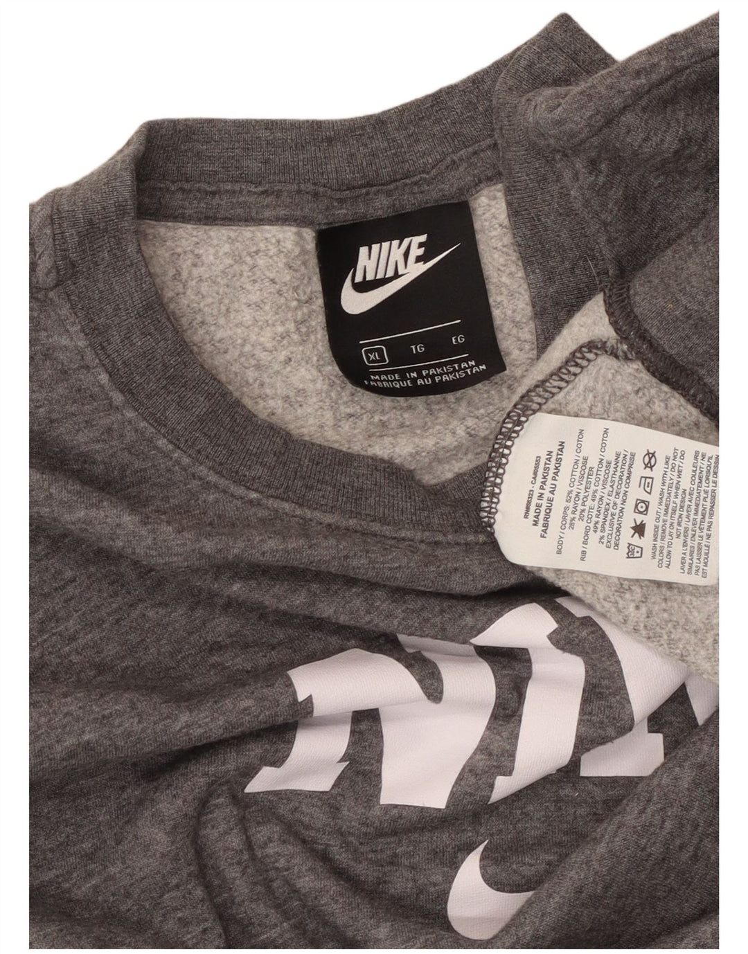 NIKE Womens Oversized Graphic Sweatshirt Jumper UK 18 XL Grey Cotton