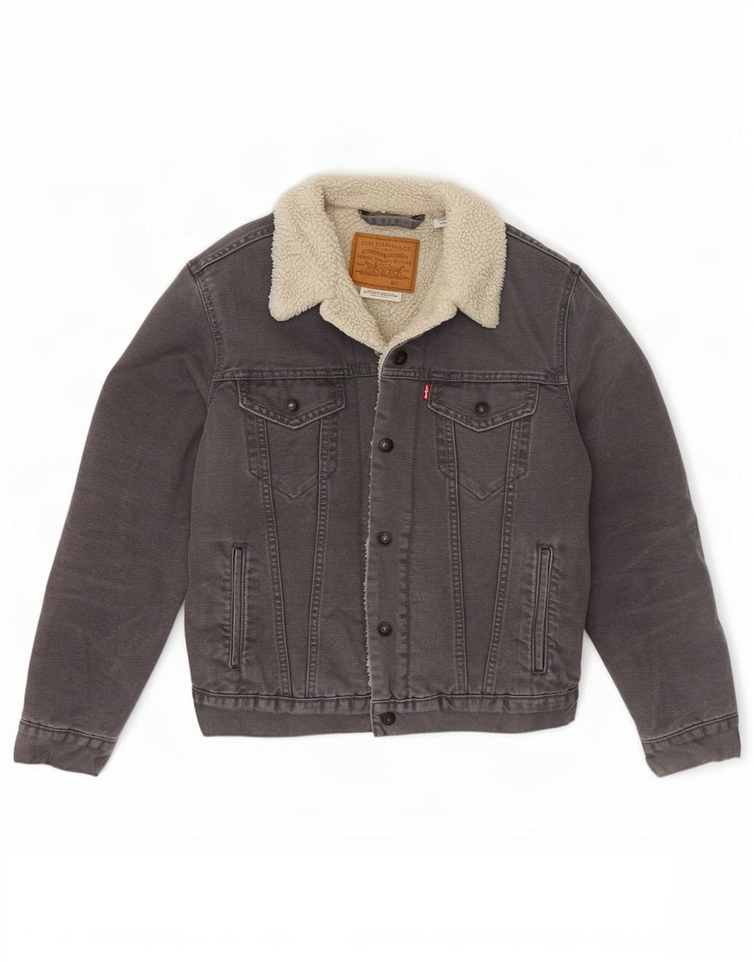 Giacca Levi's da uomo in denim sherpa UK 36 piccola in cotone grigio
