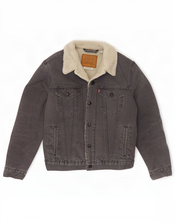 Giacca Levi's da uomo in denim sherpa UK 36 piccola in cotone grigio