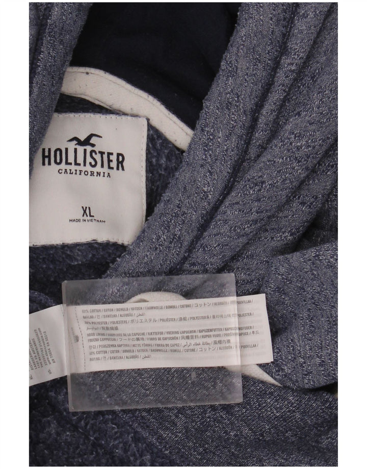 Felpa con cappuccio grafica da uomo HOLLISTER XL in cotone chiazzato blu