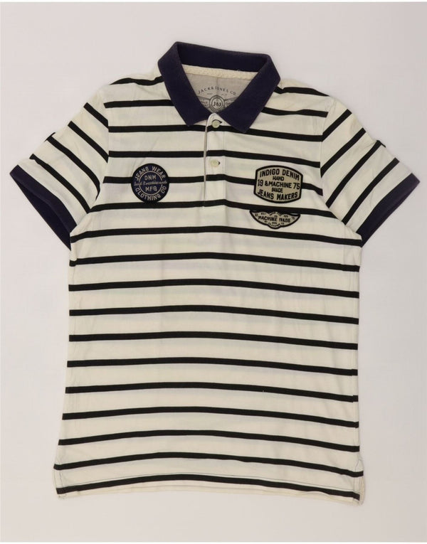 Polo grafica da uomo Jack & Jones piccola a righe bianche