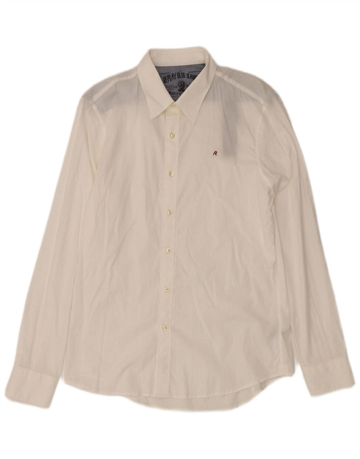 REPLAY Camicia Uomo Cotone Medio Bianco