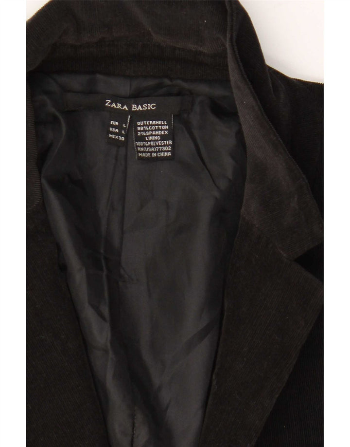 Giacca blazer da donna in velluto a coste a 1 bottone Zara UK 14 grande cotone nero