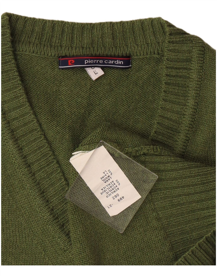 PIERRE CARDIN Maglione oversize da donna con scollo a V UK 16 Large Khaki