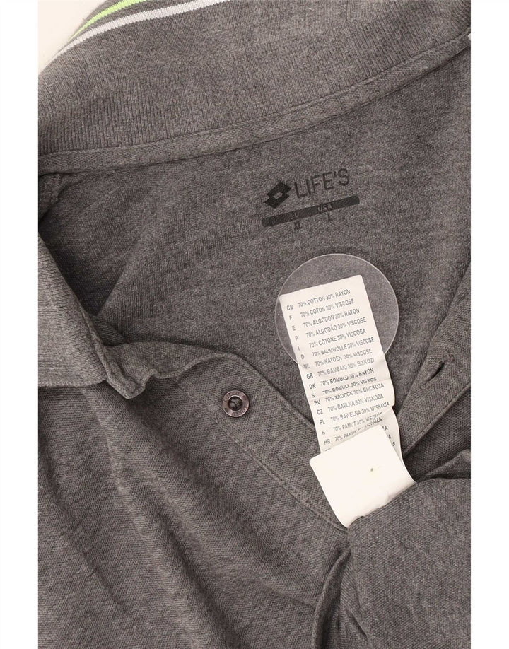 Polo da uomo Lotto Large in cotone a righe grigie