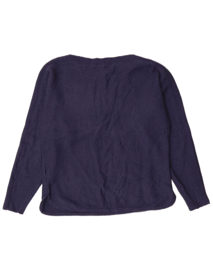 Maglione maglione con scollo a barca da donna OASIS UK 10 piccolo in viscosa blu navy