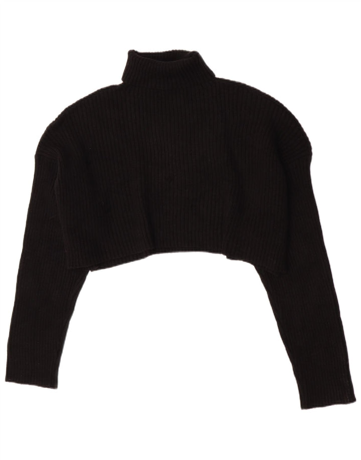 Maglione corto corto da donna Zara con collo alto oversize UK 16 grande nero