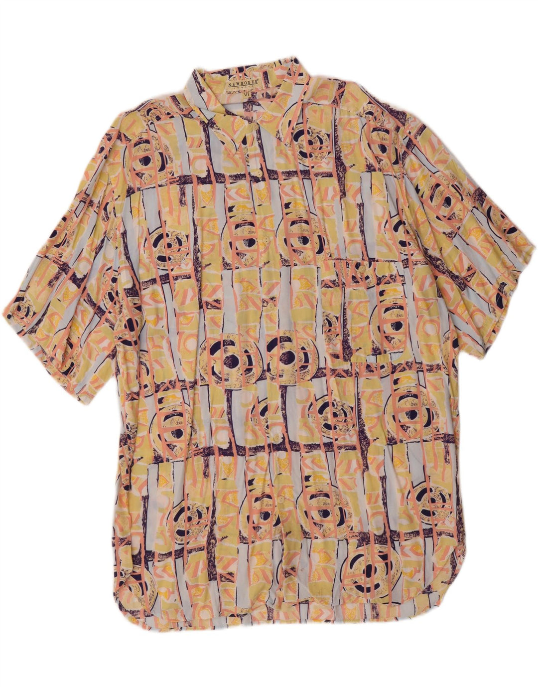VINTAGE Mens Short Sleeve Shirt Large Multicoloured Geometric Vintage Vintage and Second-Hand Vintage from Messina Hembry 