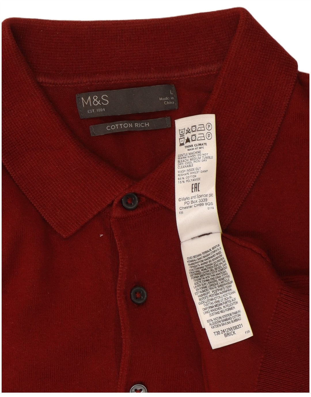 Polo da uomo Marks & Spencer grande rossa in cotone
