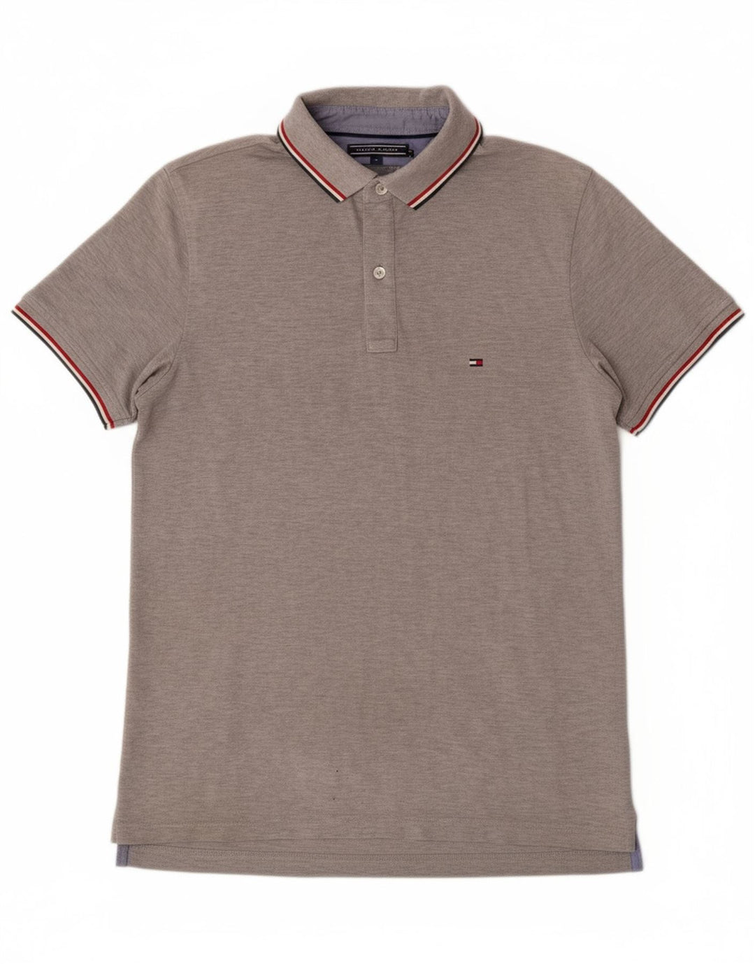 TOMMY HILFIGER Mens Slim Fit Polo Shirt Medium Grey Cotton