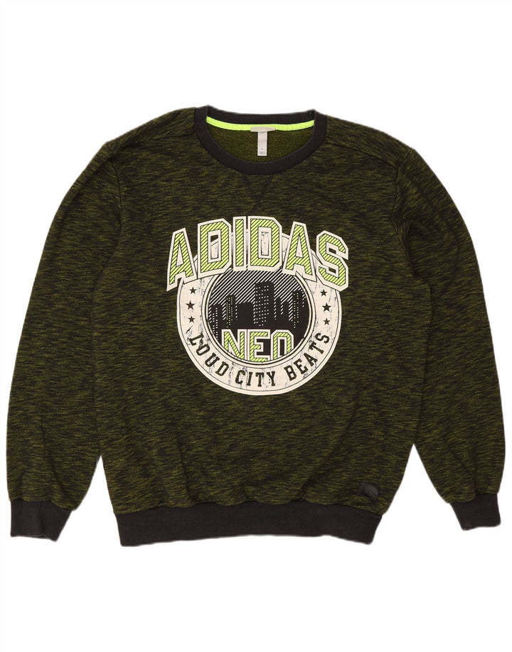 Felpa da uomo Adidas Neo Graphic maglione grande verde chiazzato