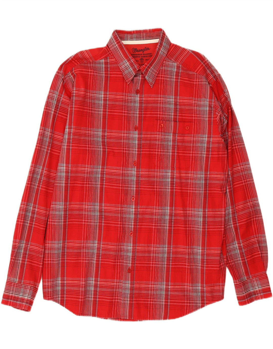 WRANGLER Mens Flannel Shirt XL Red Check Cotton Vintage Wrangler and Second-Hand Wrangler from Messina Hembry 