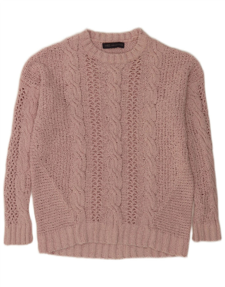 Maglione maglione girocollo oversize da donna Marks & Spencer UK 10 piccolo rosa