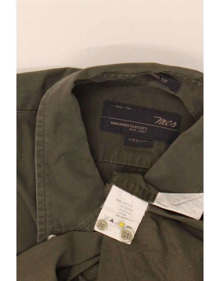 Camicia da uomo dal taglio tradizionale Marlboro Classics, cotone kaki medio