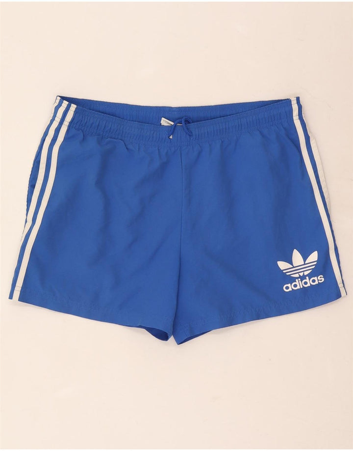 Pantaloncini sportivi grafici da uomo Adidas in poliestere blu medio