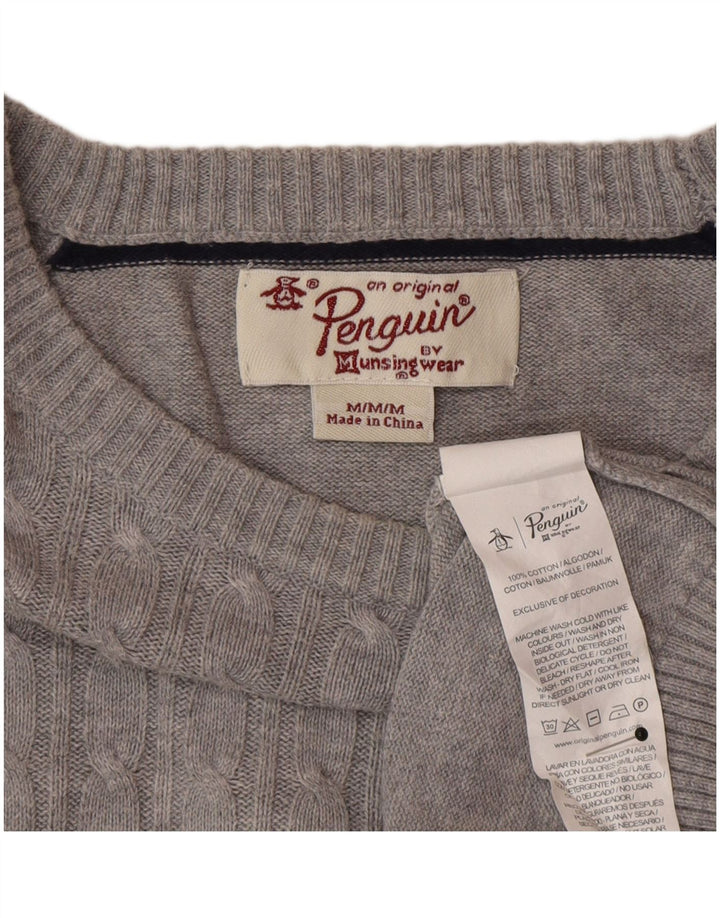 Maglione da uomo con scollo a barca Penguin in cotone grigio medio