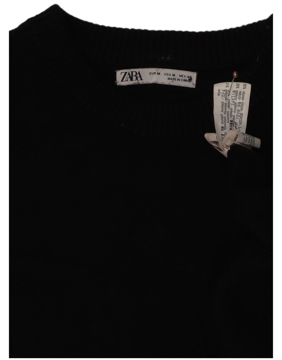 Maglione maglione girocollo da donna Zara UK 14 viscosa nera media