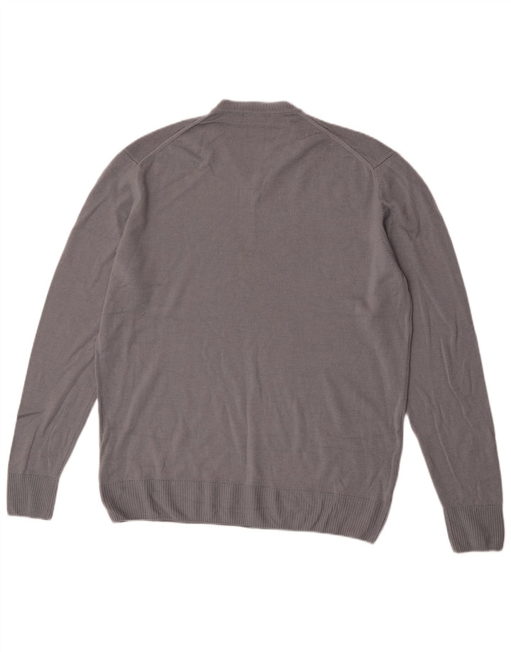 Maglione Zara da uomo con scollo a V XL in lana grigia