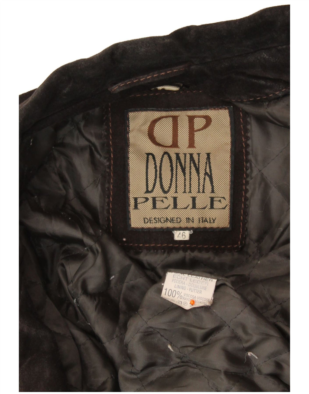 Giacca da donna in pelle scamosciata VINTAGE IT 46 Large in pelle marrone