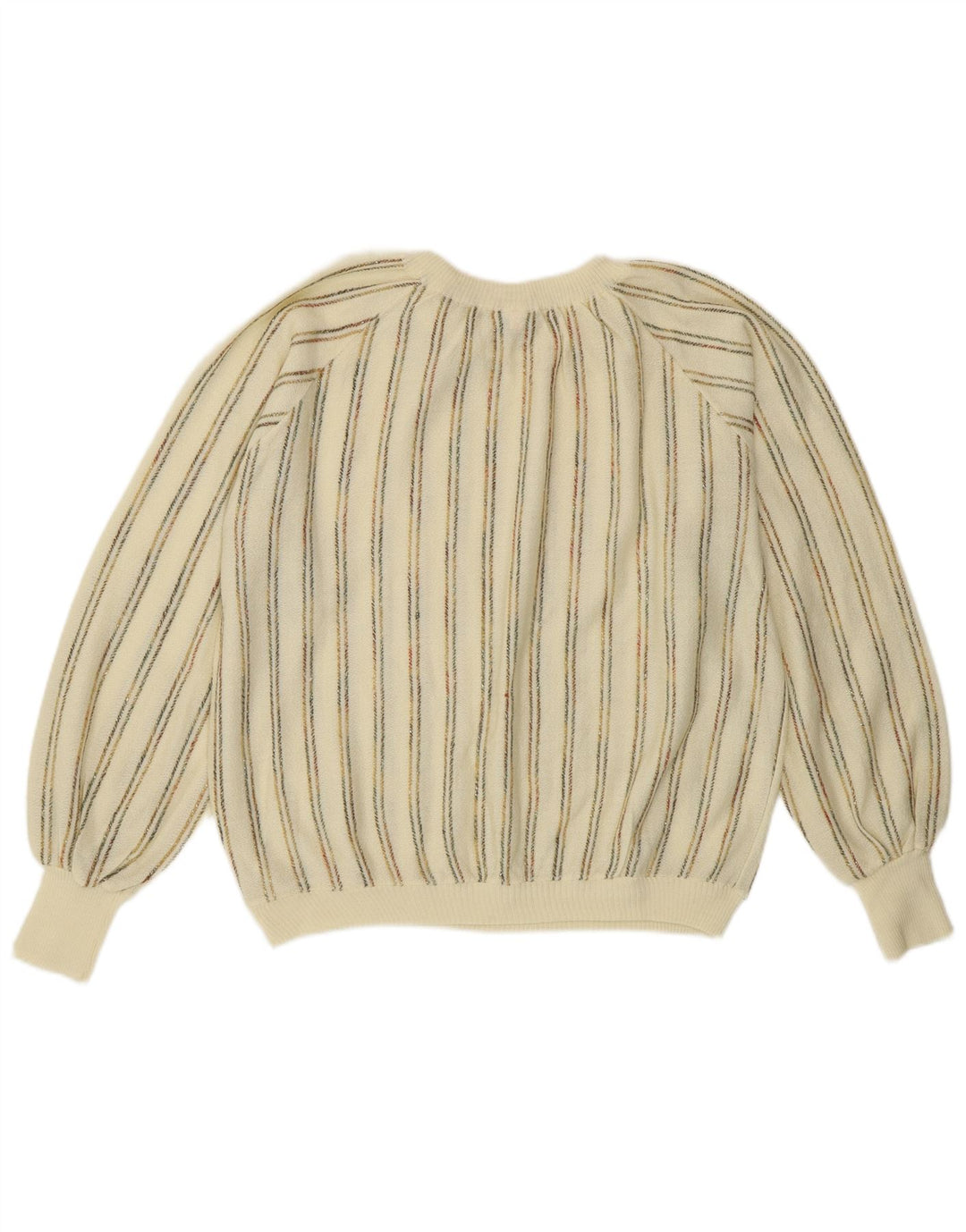 Maglione vintage da donna con scollo a barca IT 42 medio a righe bianco sporco