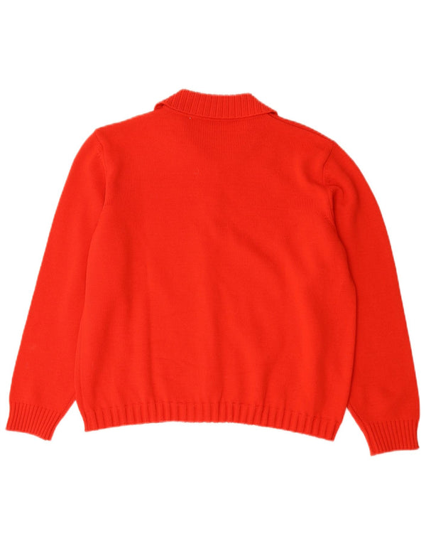 Maglione cardigan da donna vintage UK 14 lana merino rossa media