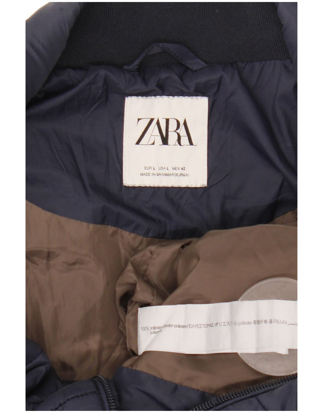 Gilet imbottito da uomo Zara UK 40 grande in poliestere blu navy