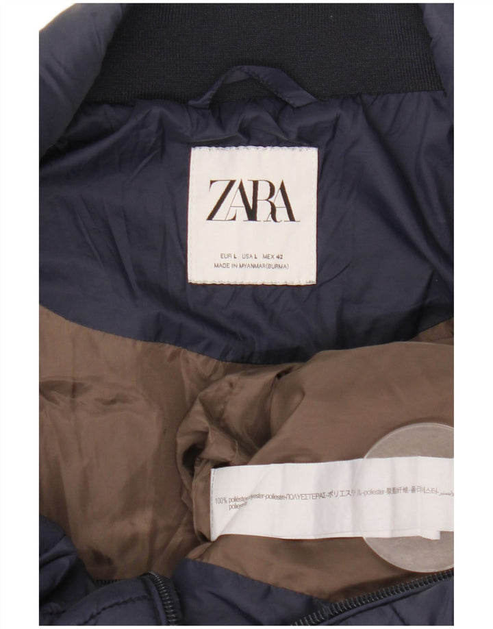 Gilet imbottito da uomo Zara UK 40 grande in poliestere blu navy