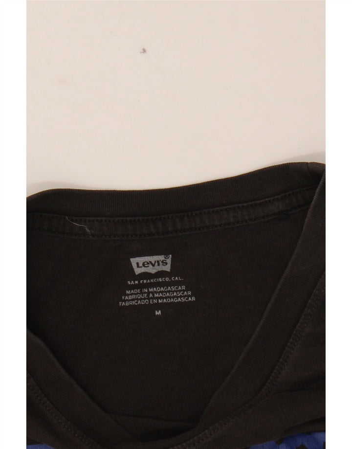 LEVI'S Womens Crop Graphic T-Shirt Top UK 14 Medium Black Vintage Levi's and Second-Hand Levi's from Messina Hembry 