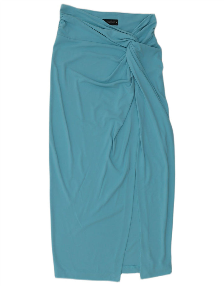 ZARA Womens High Waist Midi Skirt XS W24  Blue Polyester