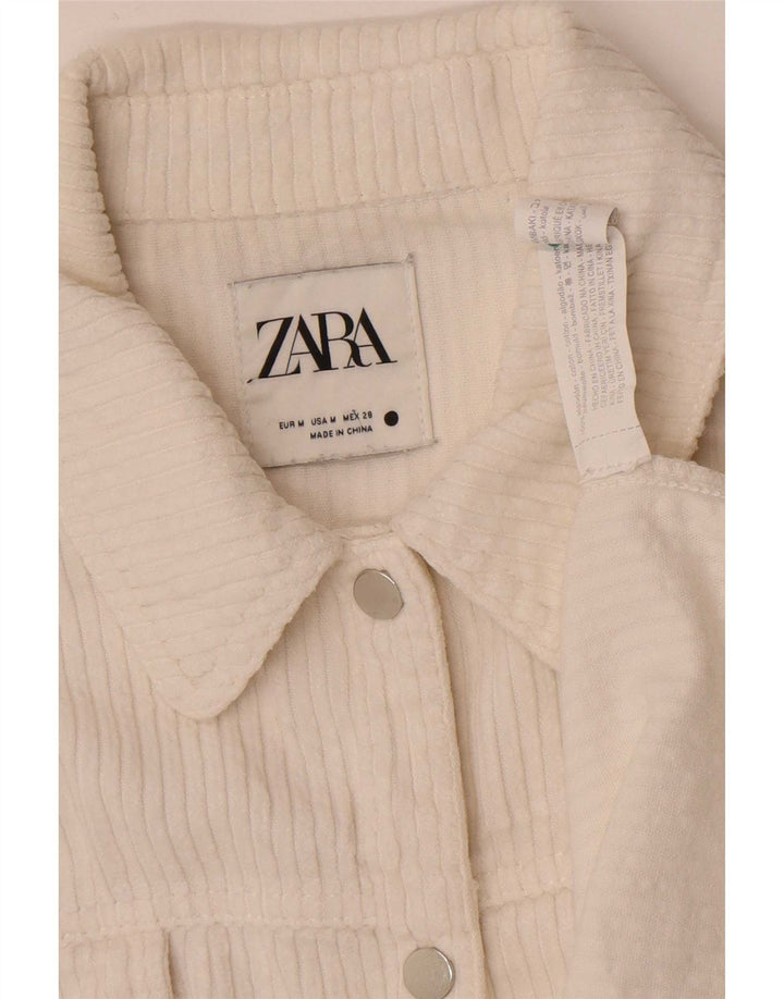 Camicia da donna oversize in velluto a coste Zara UK 14 cotone bianco medio