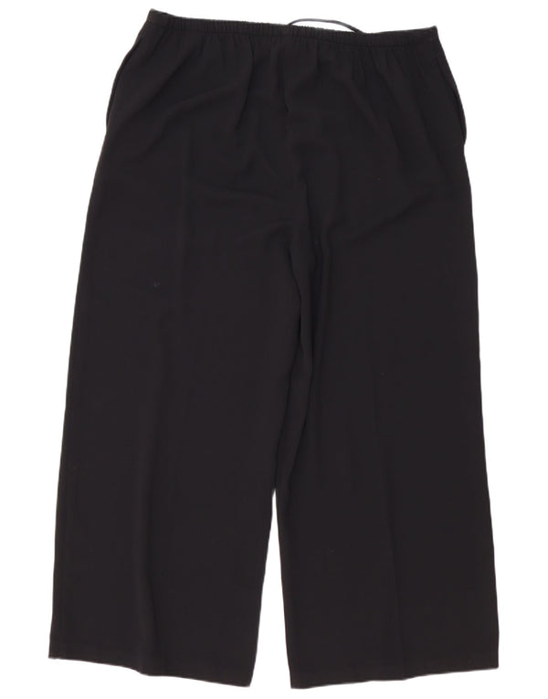 Pantaloni casual a gamba larga da donna Zara UK 18 XL W40 L27 poliestere nero