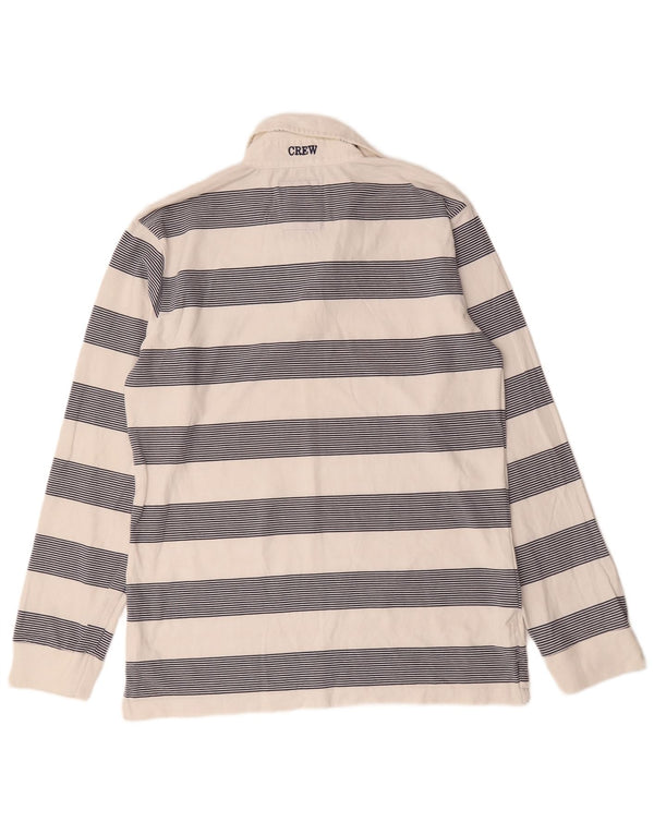 Crew Clothing Polo da rugby da uomo a maniche lunghe in cotone a righe bianche medie