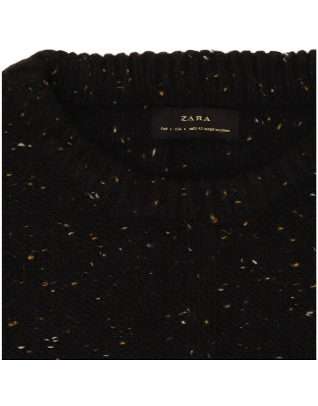 Maglione maglione girocollo da uomo Zara grande cotone chiazzato nero