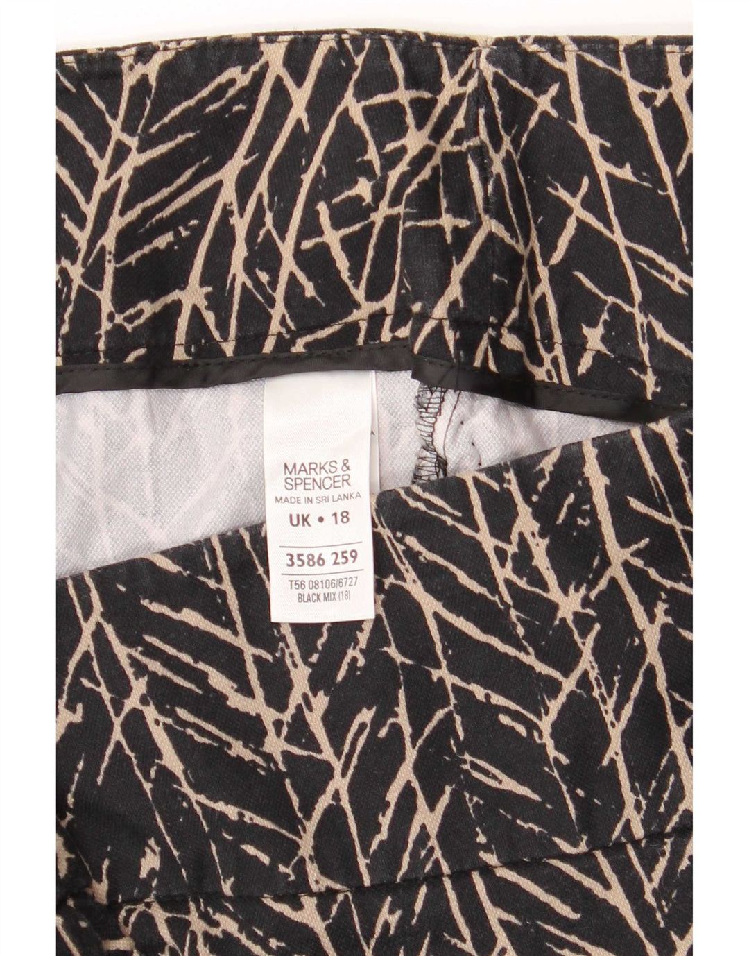 Gonna a tubino con motivo astratto da donna Marks & Spencer UK 18 XL W38 Nera