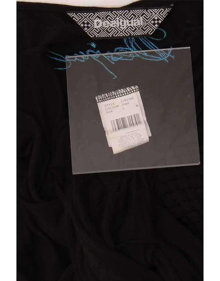 Desigual Donna Camicetta a Pipistrello Top UK 14 Large Nero Viscosa
