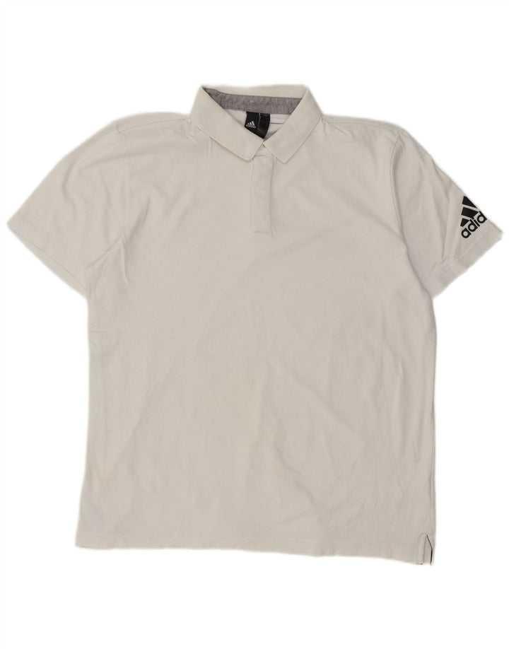 Polo Adidas da uomo grande in cotone bianco