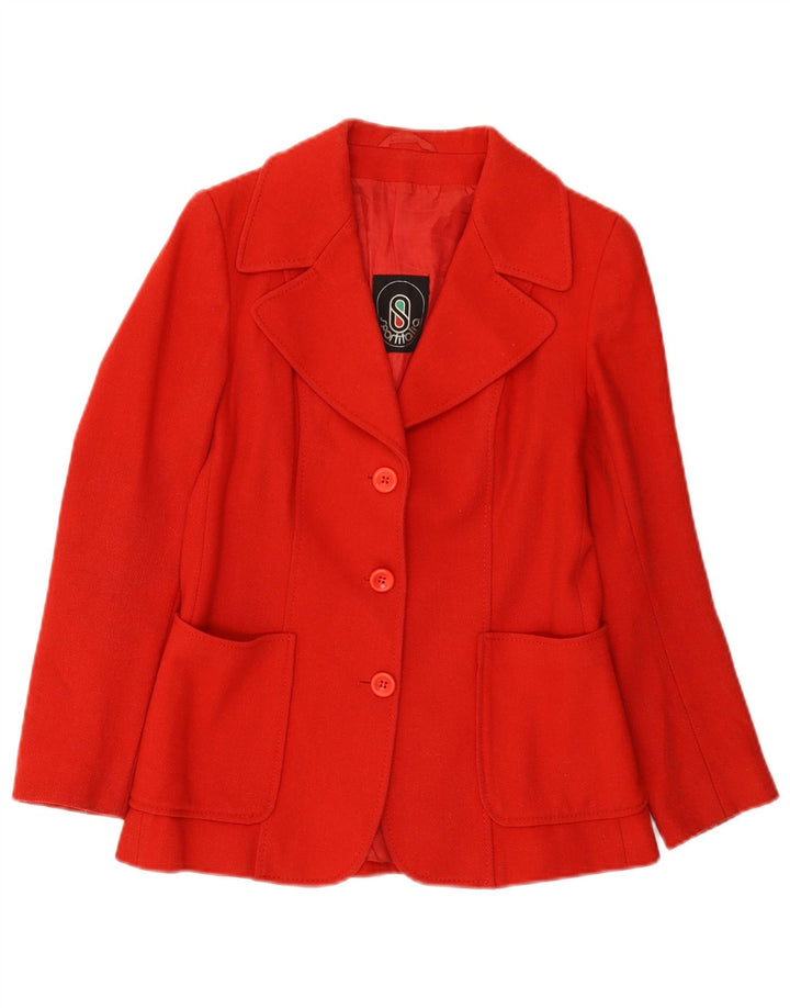 Giacca blazer vintage da donna a 3 bottoni UK 10 piccola rossa