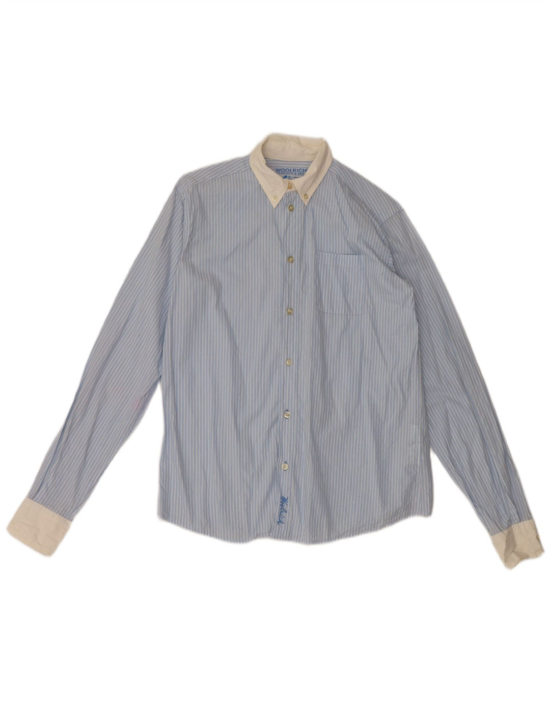 Camicia Bambino Woolrich 13-14 Anni Cotone Gessato Blu