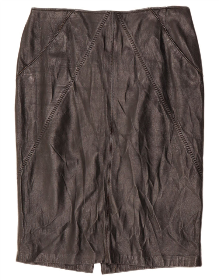 Gonna in pelle da donna VINTAGE W32 grande nera