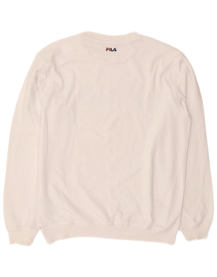 Felpa grafica da uomo Fila Maglione cotone bianco medio