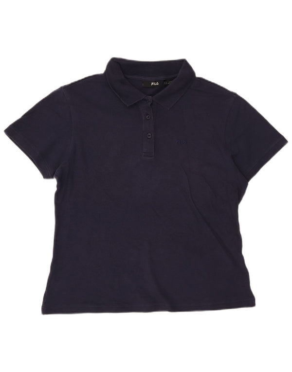 Polo da donna Fila UK 16 Large in cotone blu navy