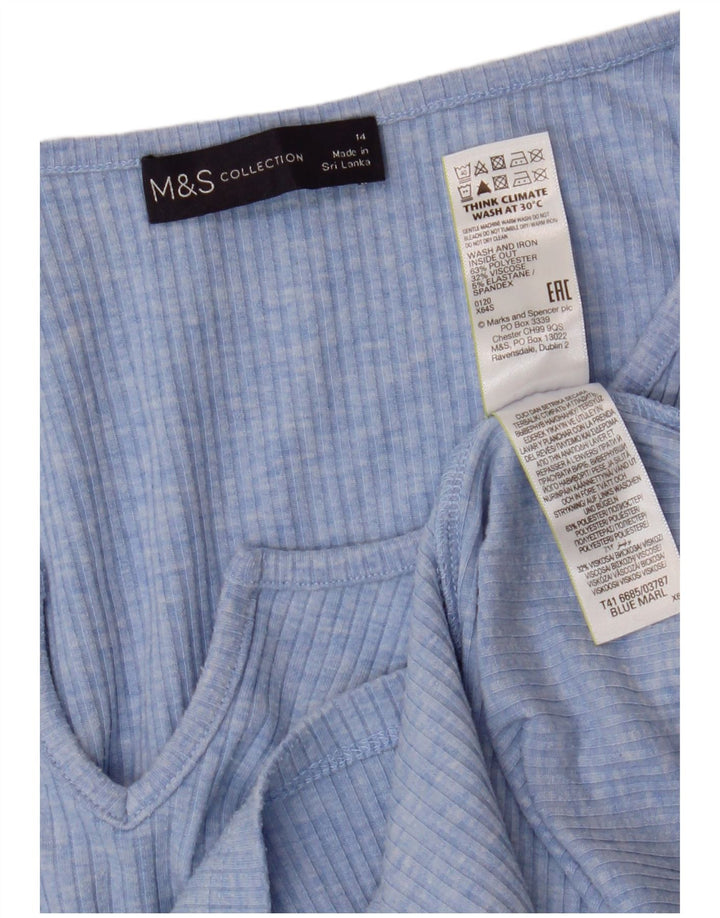Marks & Spencer Top da donna a maniche lunghe UK 14 Large Blu Poliestere