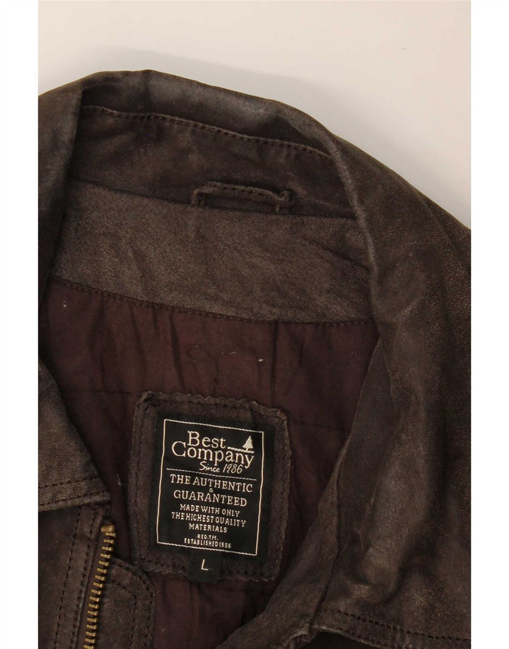 Giubbotto bomber in pelle scamosciata da uomo Best Company UK 40 grande marrone