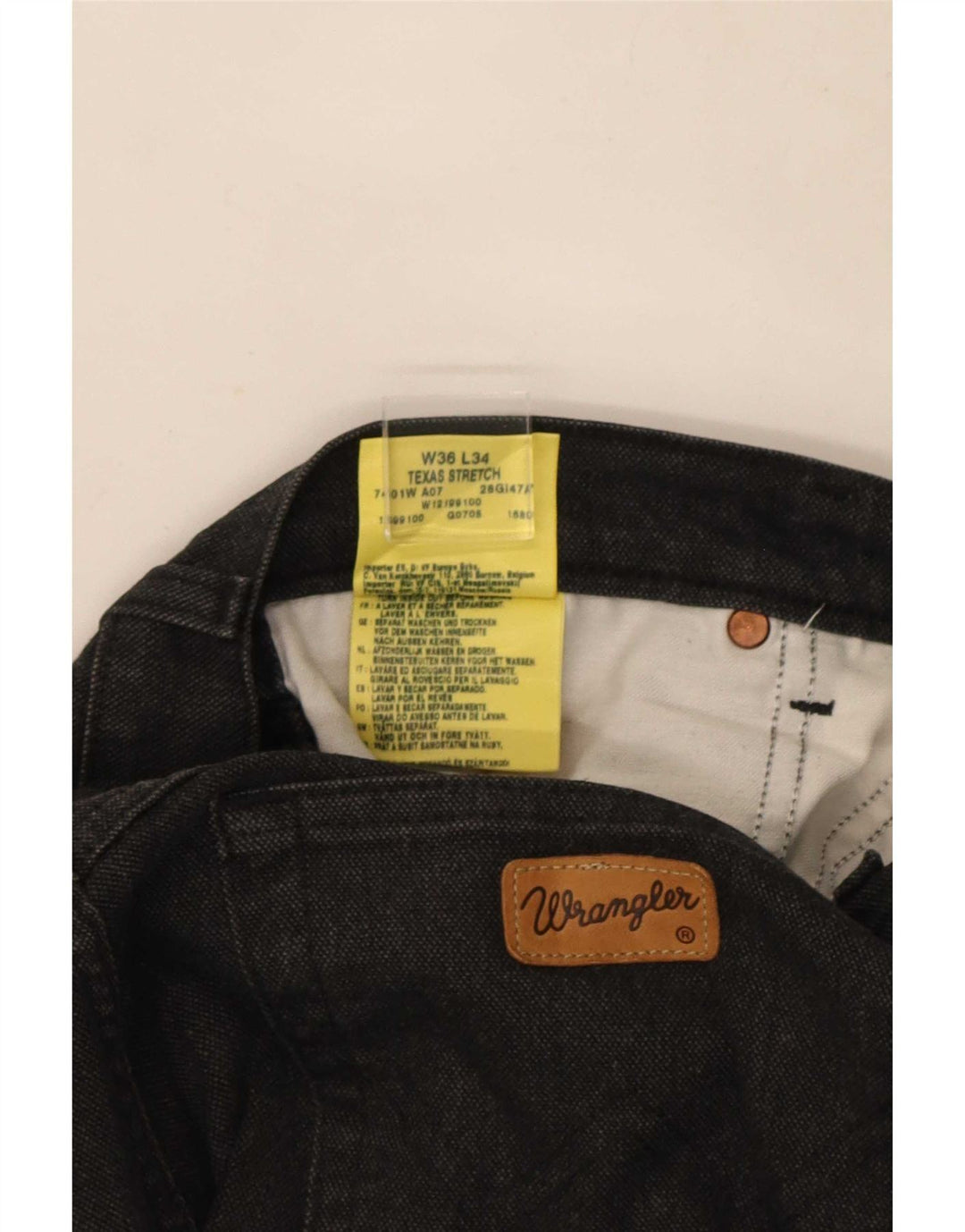 Jeans dritti elasticizzati Texas Wrangler da uomo W36 L28 cotone nero