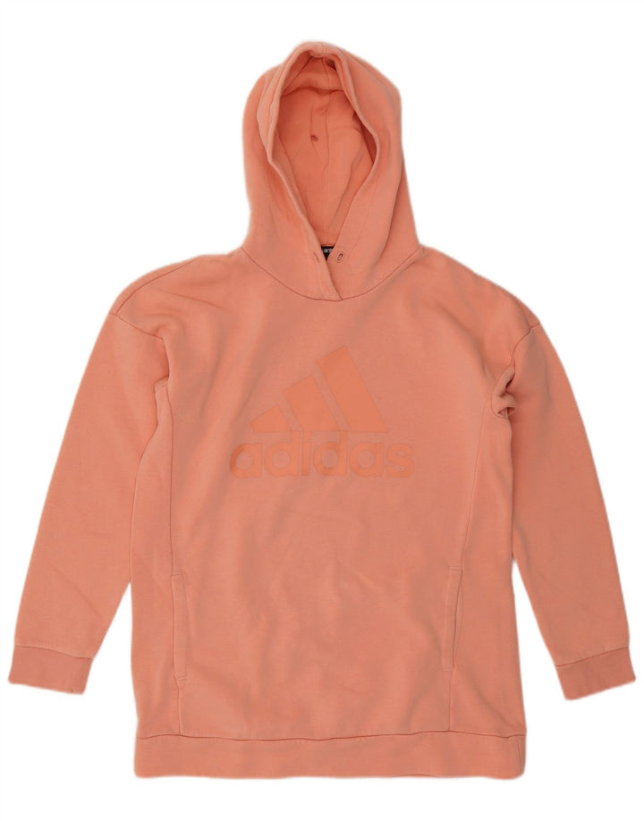 Maglione con cappuccio grafico oversize da donna ADIDAS UK 8/10 piccolo cotone arancione