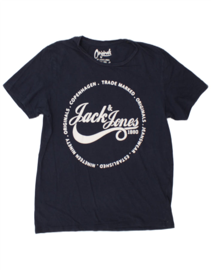 T-shirt grafica da uomo Jack & Jones Top in cotone blu navy medio