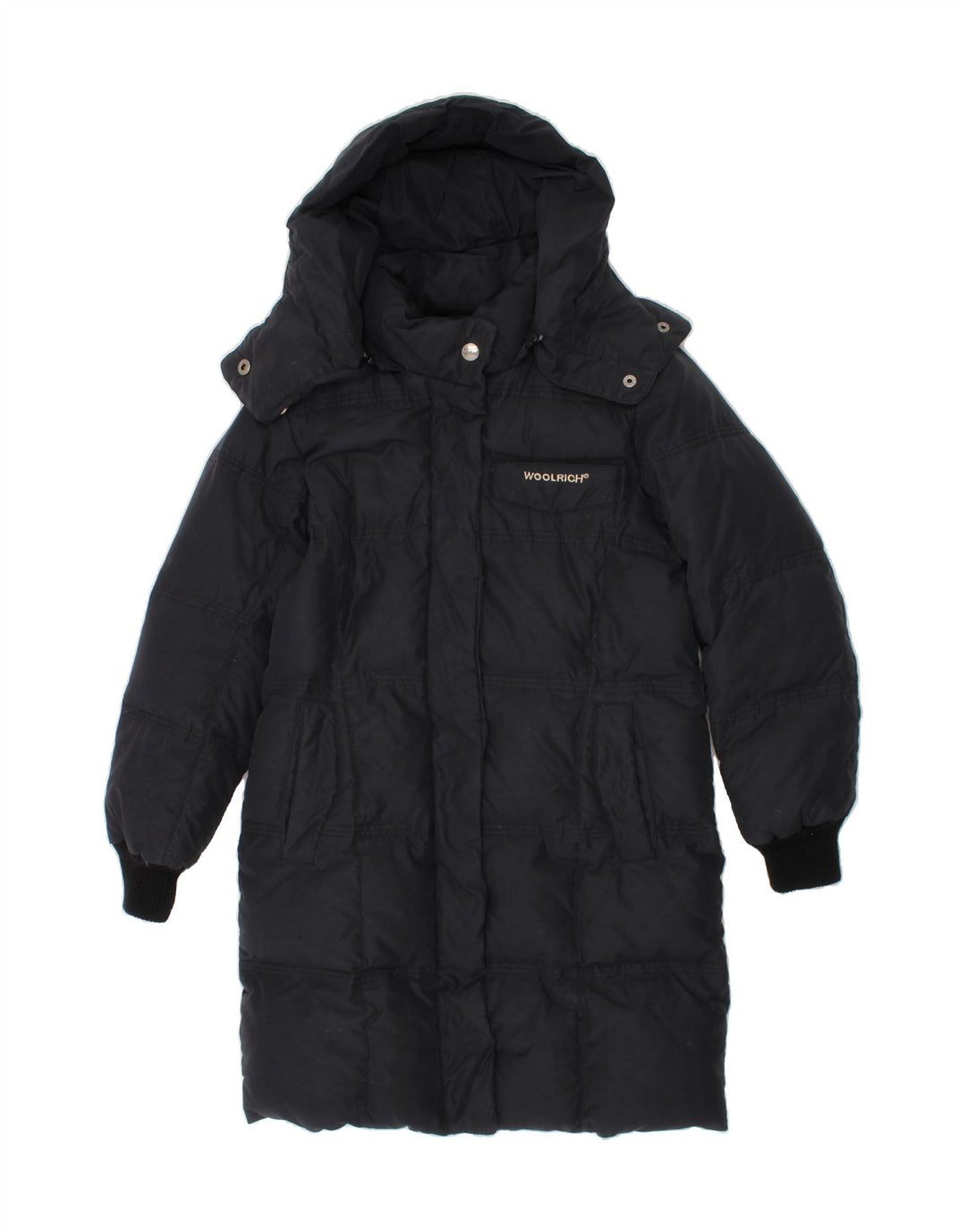 WOOLRICH Girls Hooded Padded Coat 5-6 Years Black Vintage Woolrich and Second-Hand Woolrich from Messina Hembry 
